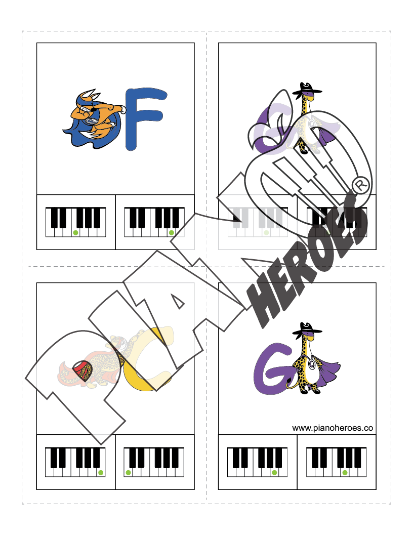 Piano Heroes Key Clip Cards 🎹