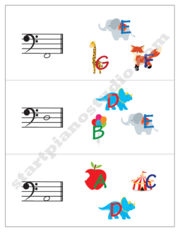 Worksheets | Teaching Aids | Note Matching Cards Bass Clef (Example 2)
