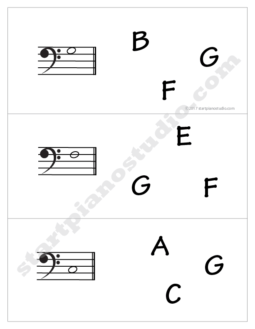 Worksheets | Teaching Aids | Note Matching Cards Bass Clef (Example 3)