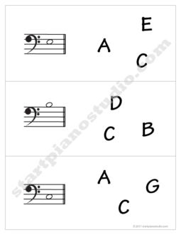 Worksheets | Teaching Aids | Note Matching Cards Bass Clef (Example 4)