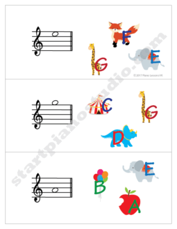 Worksheets | Teaching Aids | Note Matching Cards Treble Clef (Example 1)