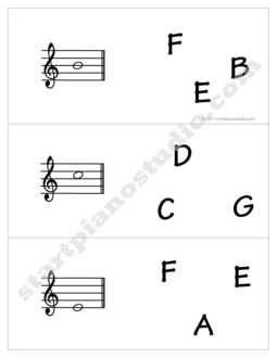 Worksheets | Teaching Aids | Note Matching Cards Treble Clef (Example 3)