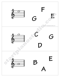 Worksheets | Teaching Aids | Note Matching Cards Treble Clef (Example 4)