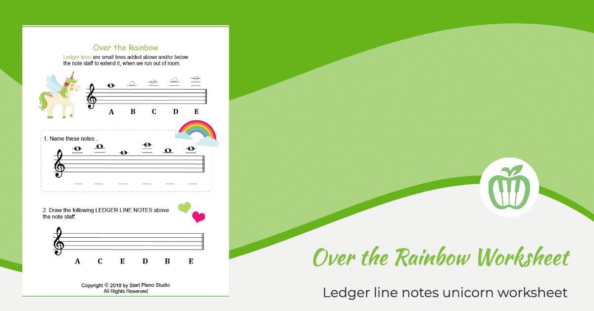 Over the Rainbow Ledger Line Note Worksheet