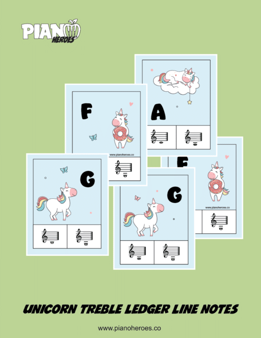 Unicorn Treble Ledger Line Notes Cards